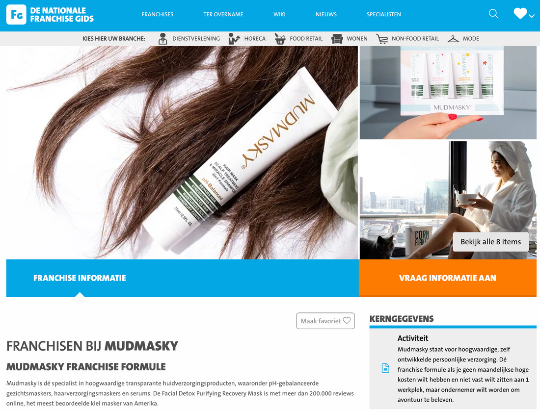 Mudmasky unieke franchiseformule uitgelicht in de Nationale Franchise Gids